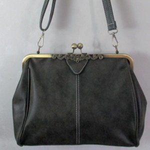 Boho Retro Shoulder Bag Clasp Closure Purse Steampunk Victorian Green Crossbody